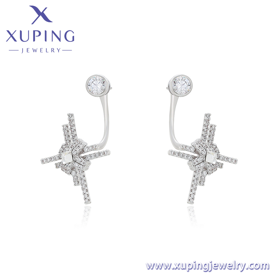 Pendientes redondos de platino para mujer Xuping con piedra semipreciosa